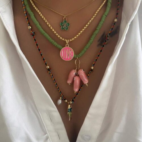 4pcs Bohemian Heart, Teardrop, Round Disc, Shell, Sea Turtle Pendant Multilayer Necklace Set, Colorful Braided Rope Necklace Suitable For Women Vacation & Party Wear