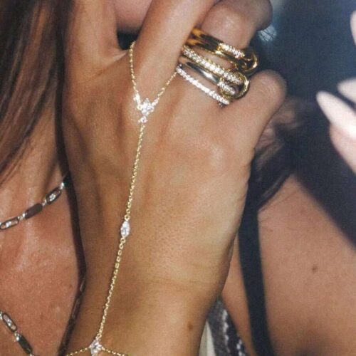 1pc Bohemian Style Gold Color Round Adjustable Finger/Wrist/Hand Chain Bracelet, Elegant Jewelry Her, Summer Beach Accessory